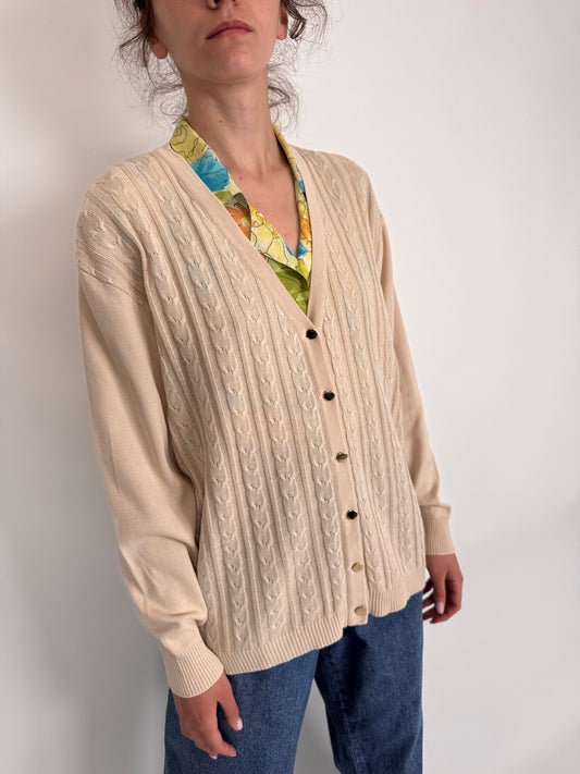 Cardigan vintage light nude cu torsade