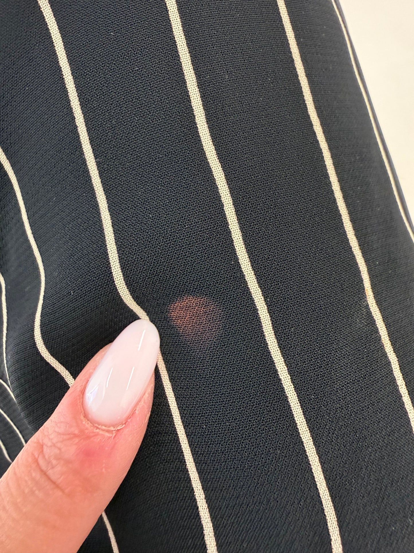 Pantaloni palazzo Navy cu dungi fine verticale și talie ultra înaltă