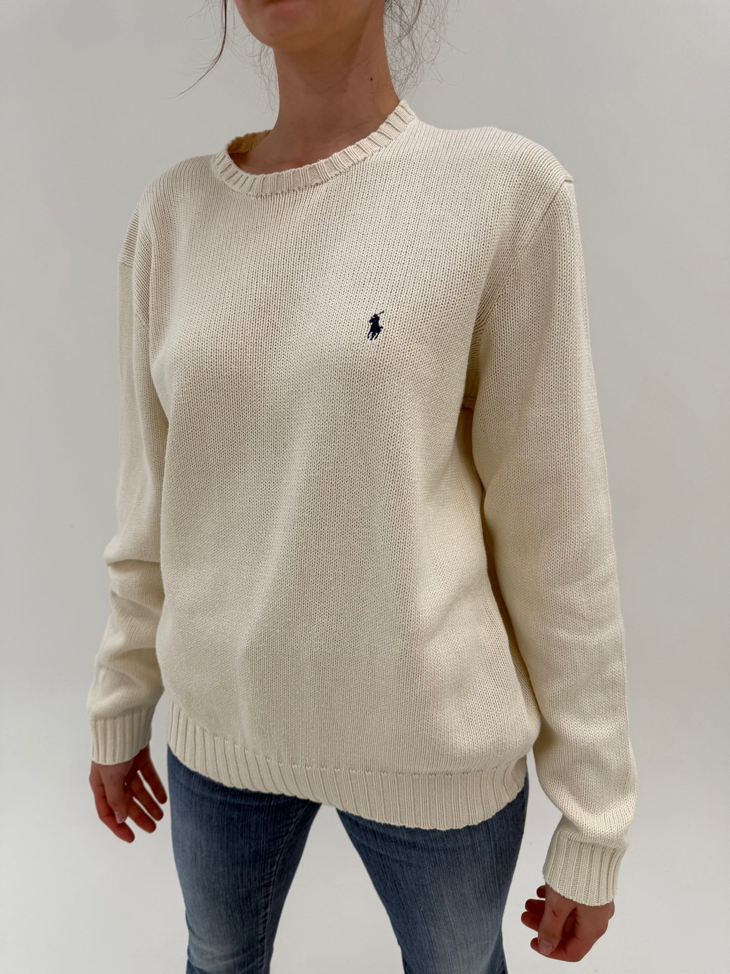 Soft knit polo butter white din bumbac de gramaj mare