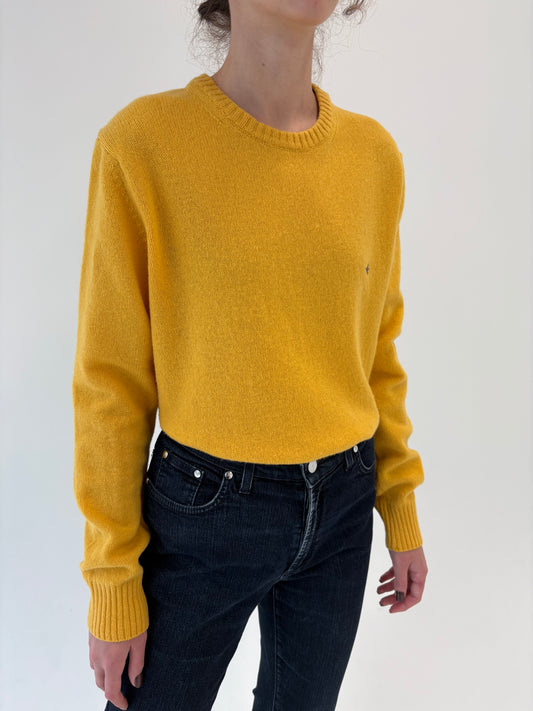 Pulover tall saffron yellow din lana groasa extrafina de gramaj mare