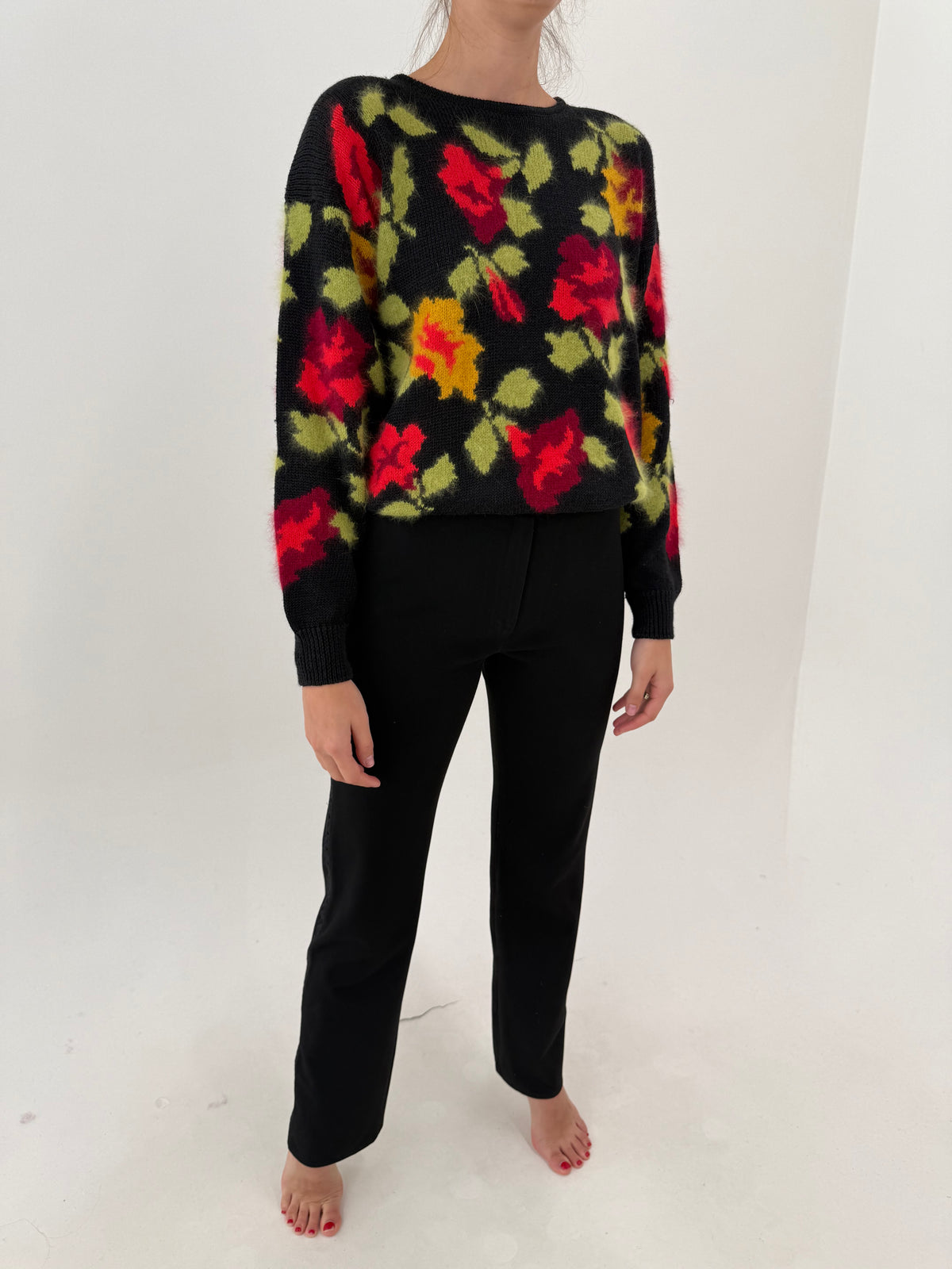 Pantaloni negri tall din stofă modelatoare de un ca cu vipușca