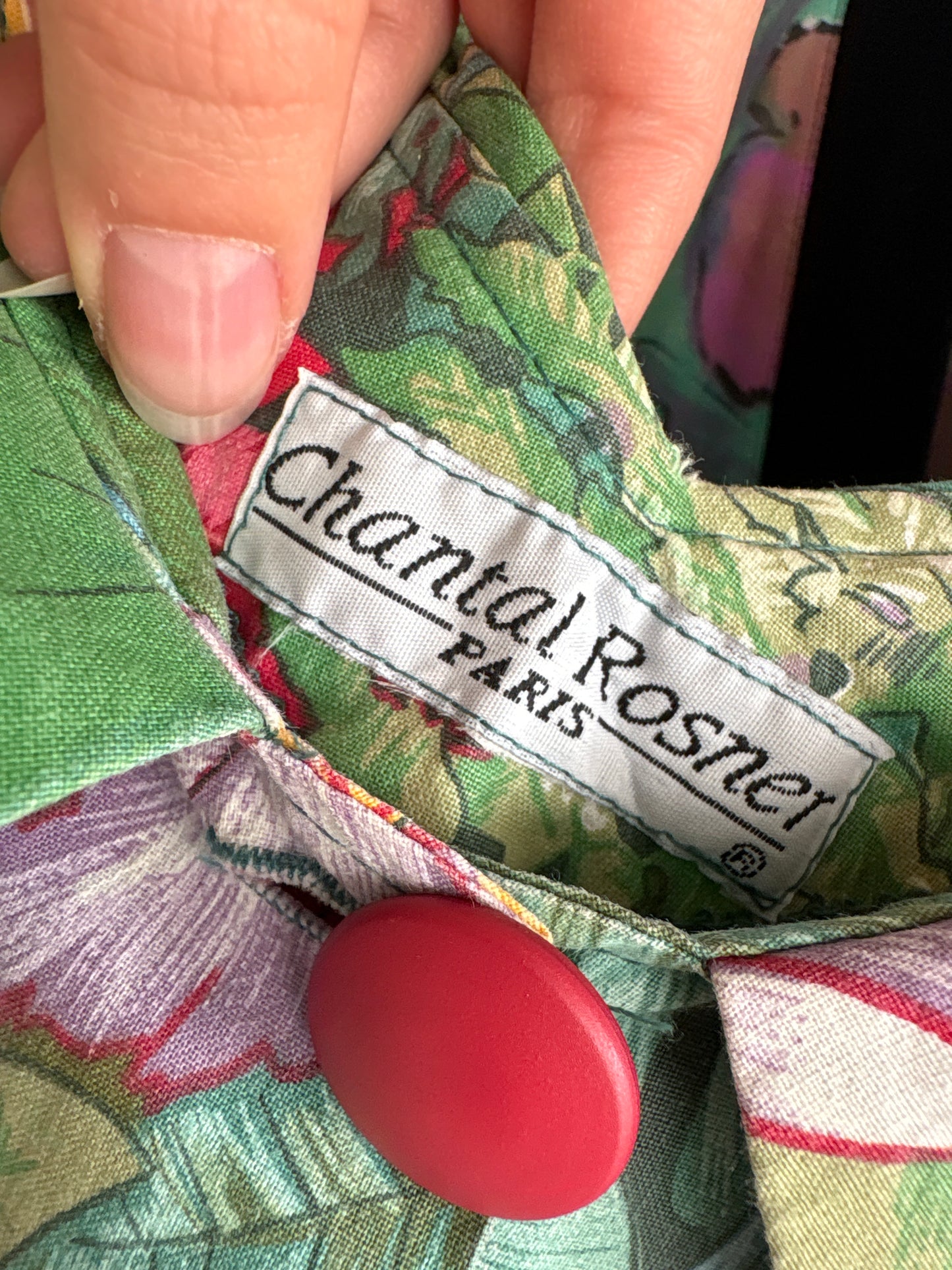 Rochie vintage din pânză cu print floral superb, talie reglabilă  și guler mare