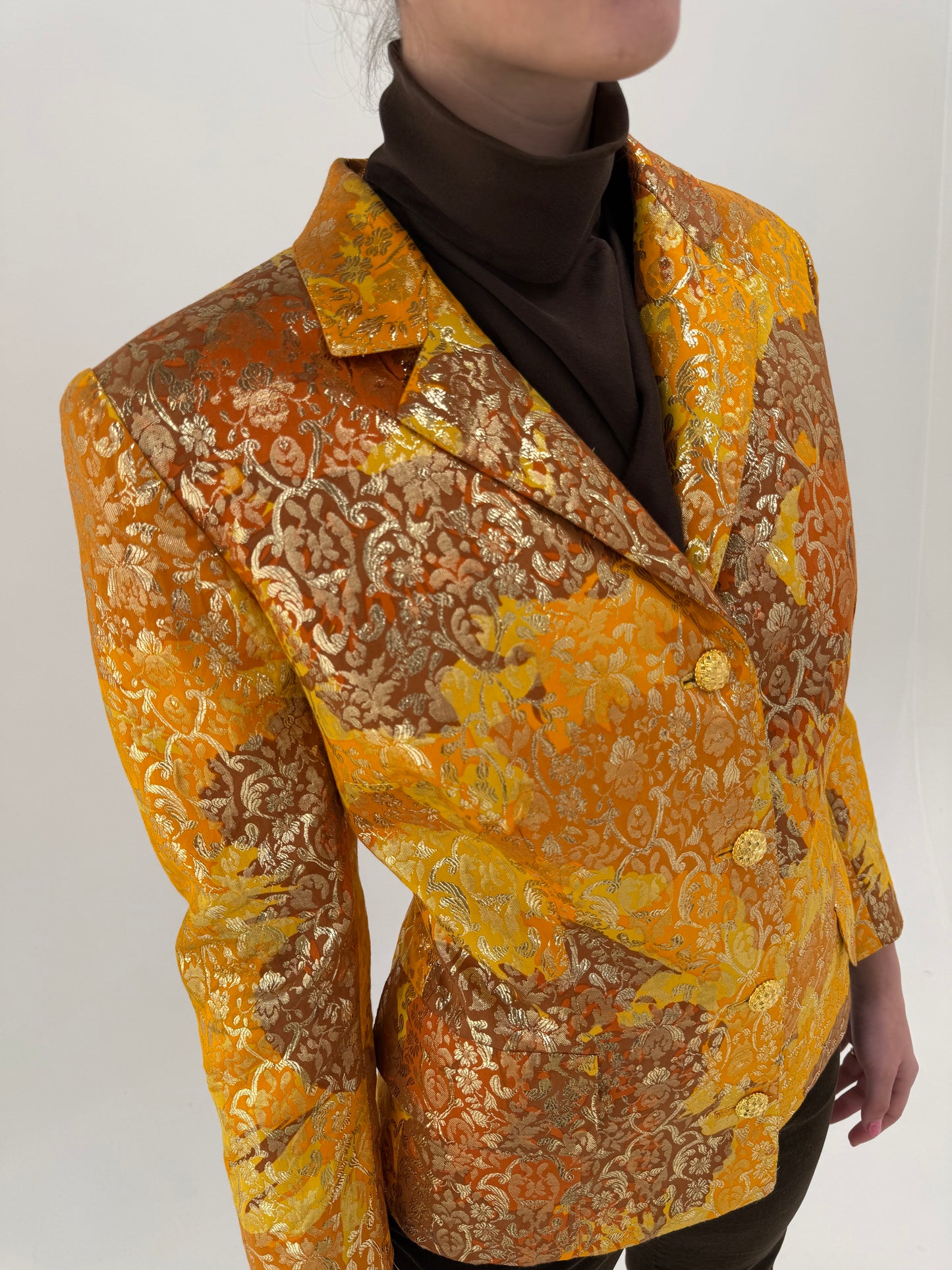 Sacou prețios italian din jacquard superb cu auriu