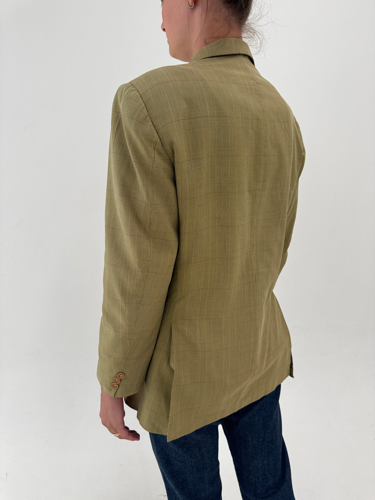Sacou Burberry vintage în carouri fine din stofă de bumbac