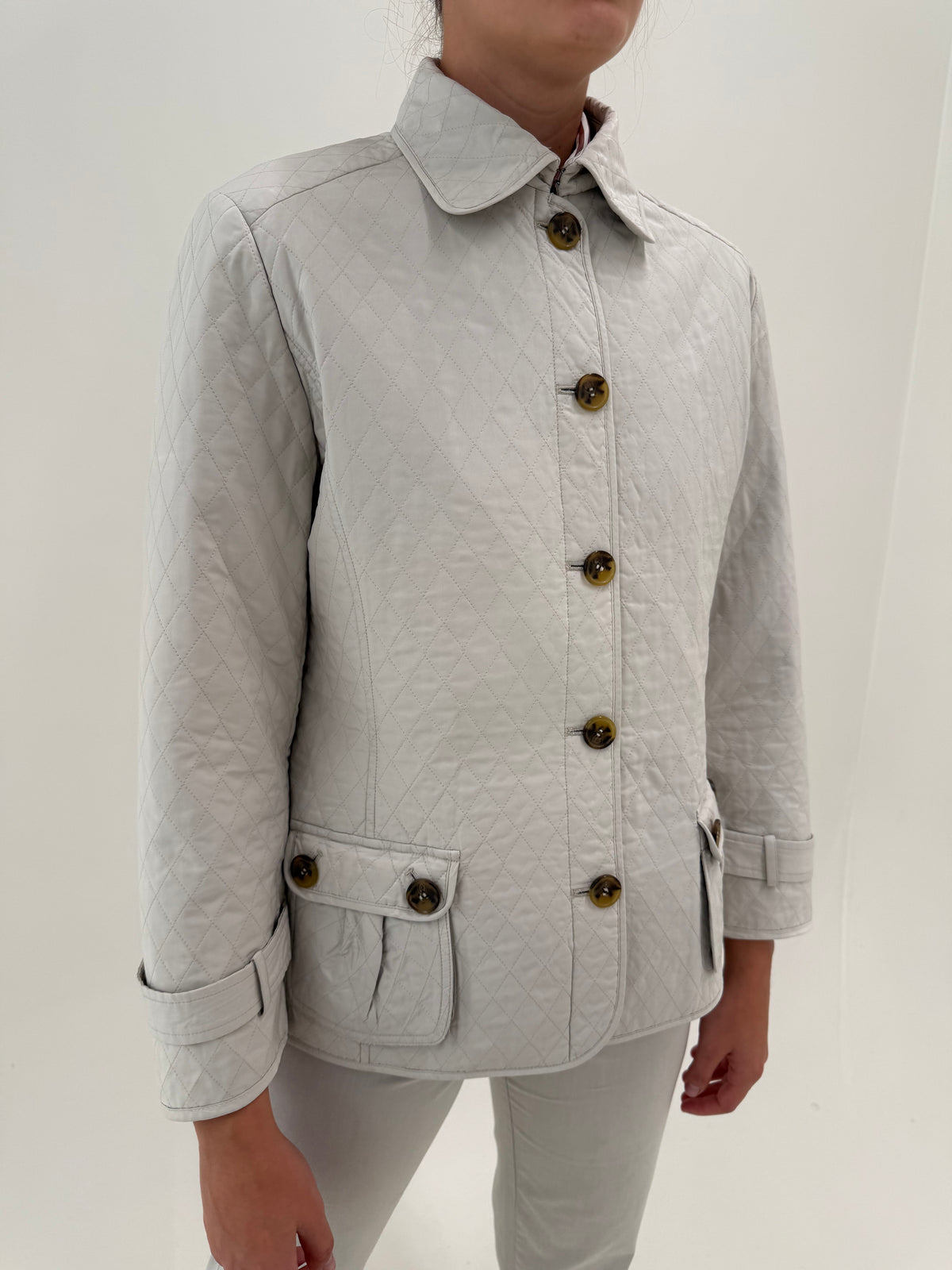 Geaca matlasata Max Mara warm gray in croi clasic atemporal