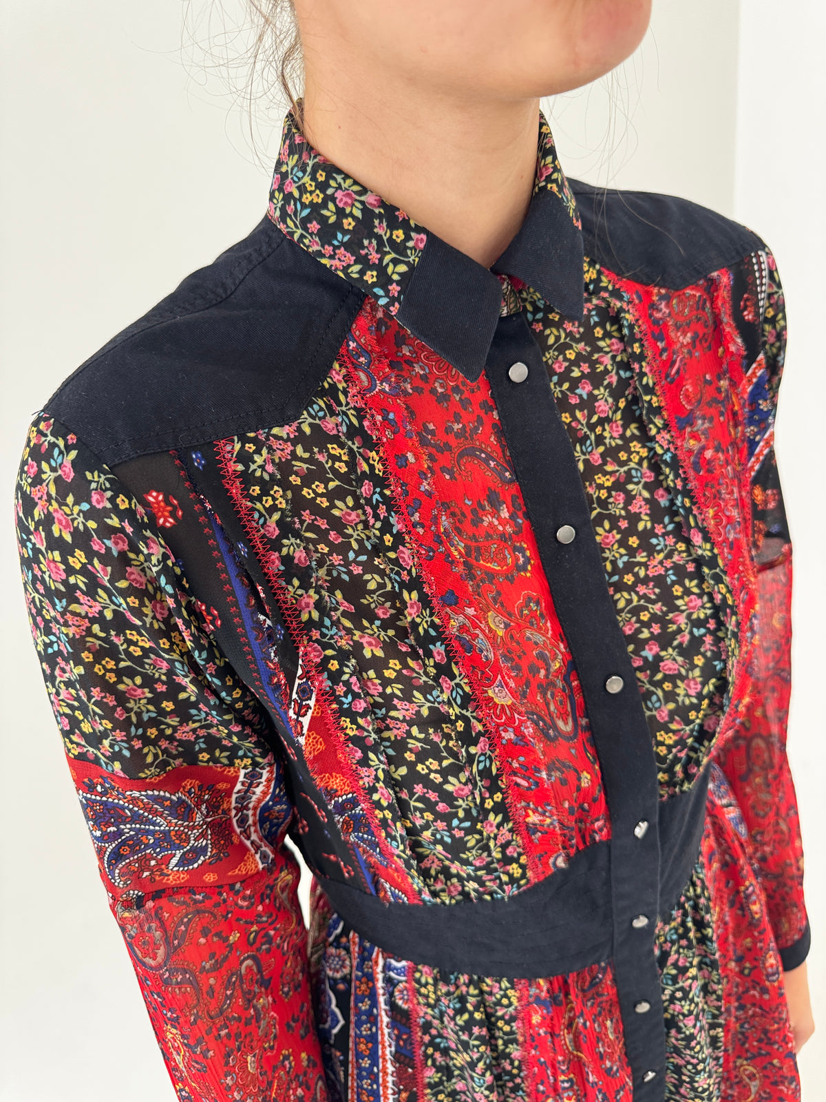 Rochie luxury Diesel cu talie marcată în stil boho cu print paisley