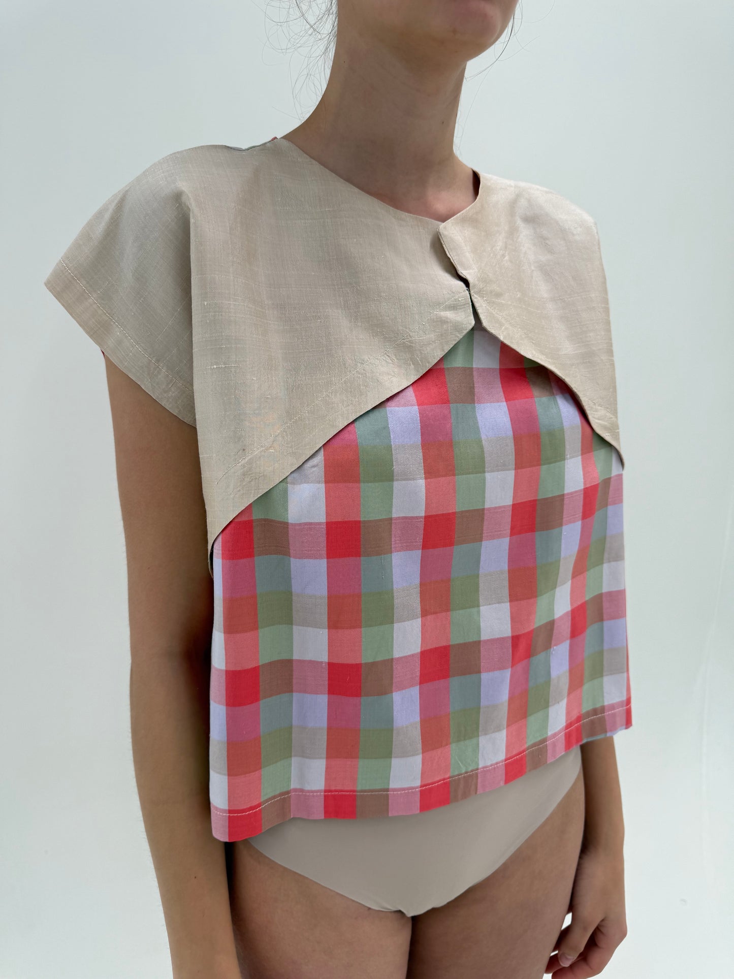 Top în croi retro modern din mătase naturală dupioni