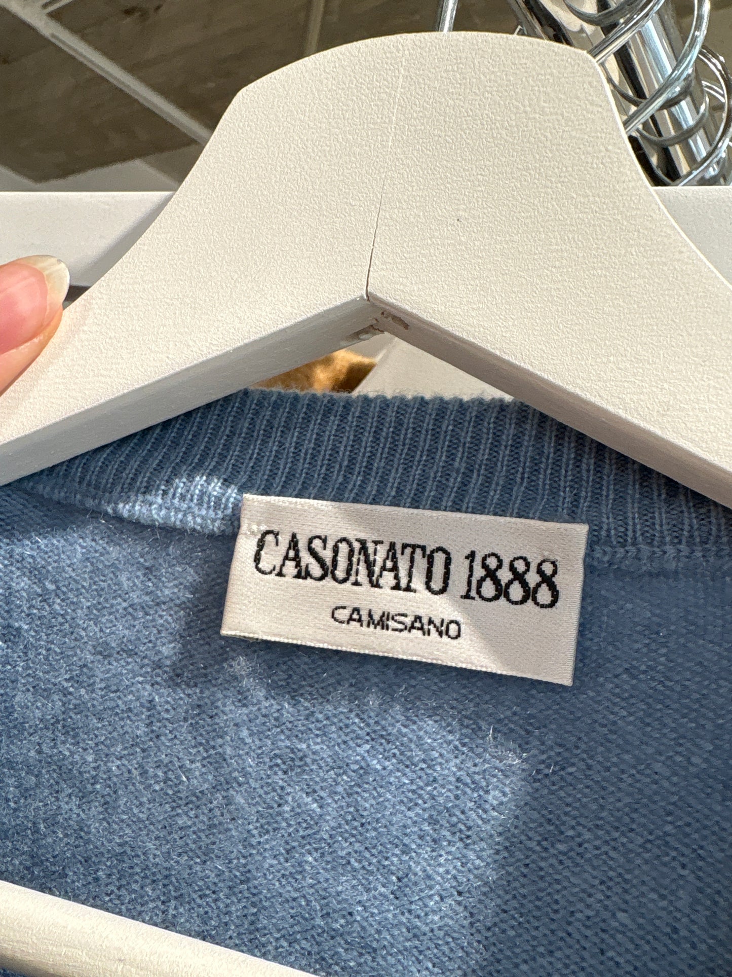 Pulover din cașmir multiply high end italian în croi cambrat baby blue