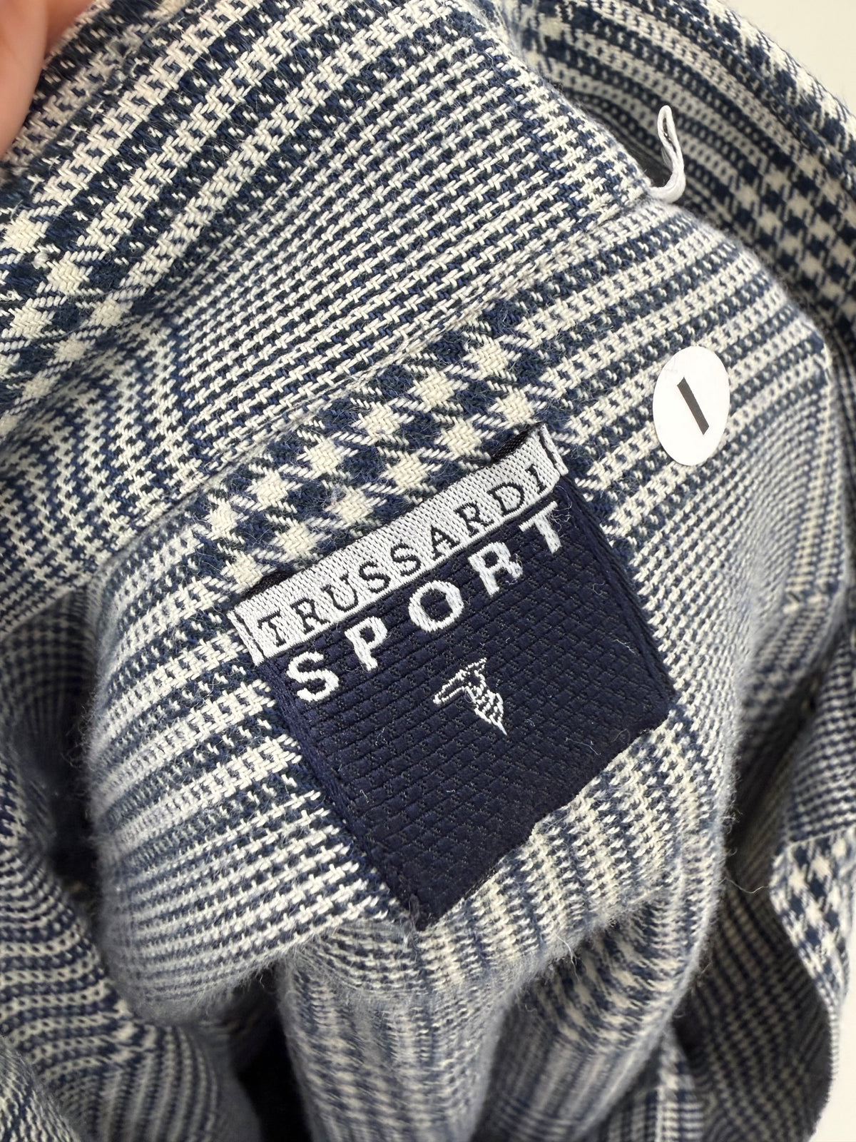 Cămașa groasă Trussardi button down din bumbac în carouri fine