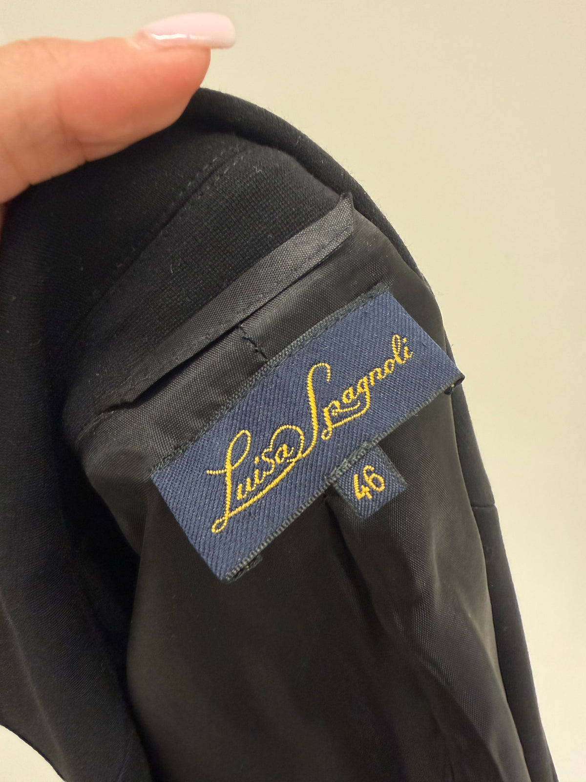 Sacou negru Luisa Spagnoli cambrat Ponte di Roma de bumbac cu un touch de lana