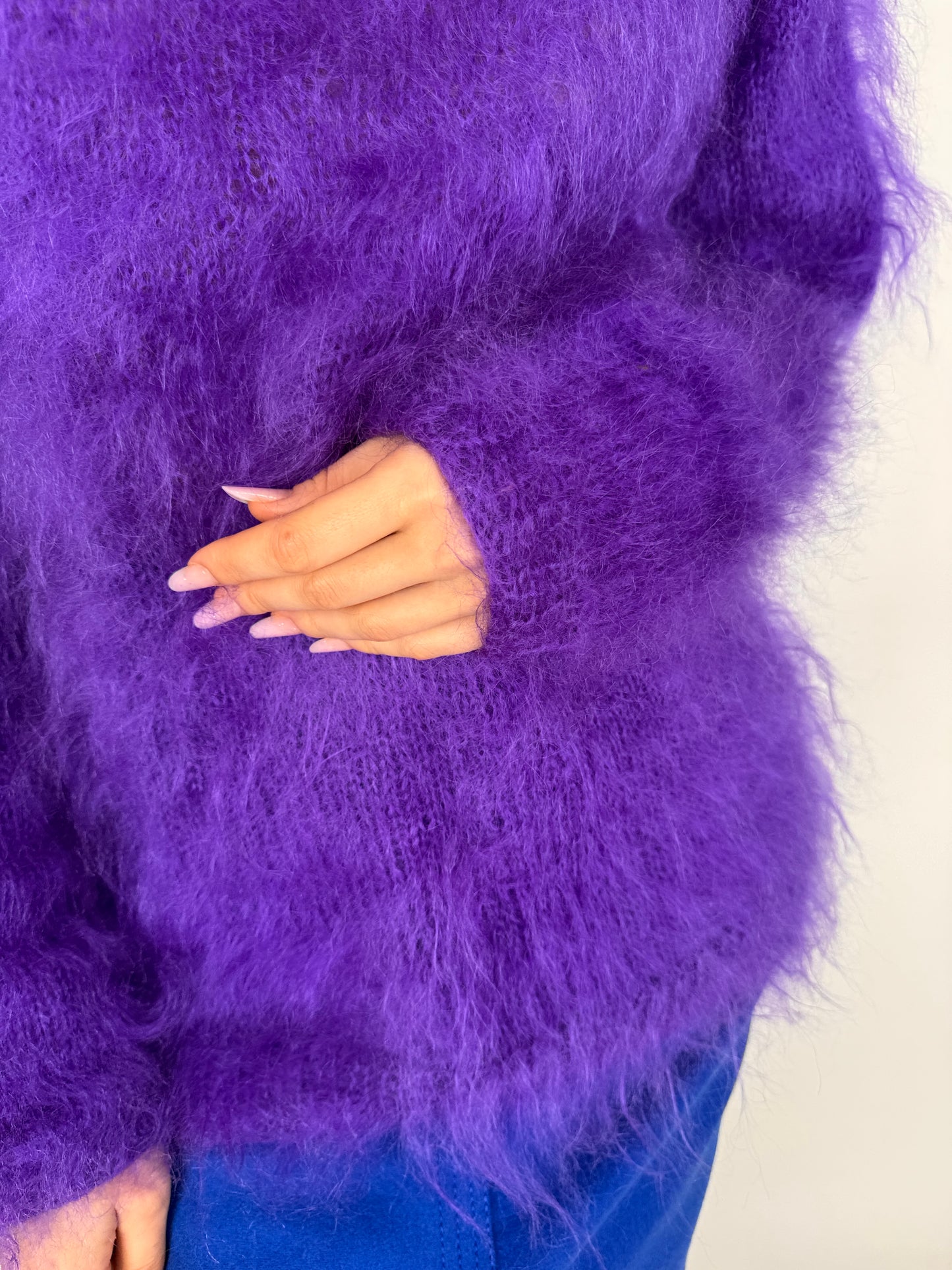 Pulover electric violet din mohair super pufos