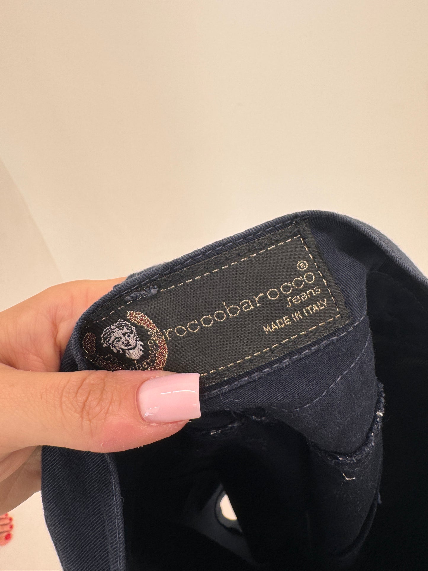 Fustă creion din jeans Rocco Barocco cu broderie baroc