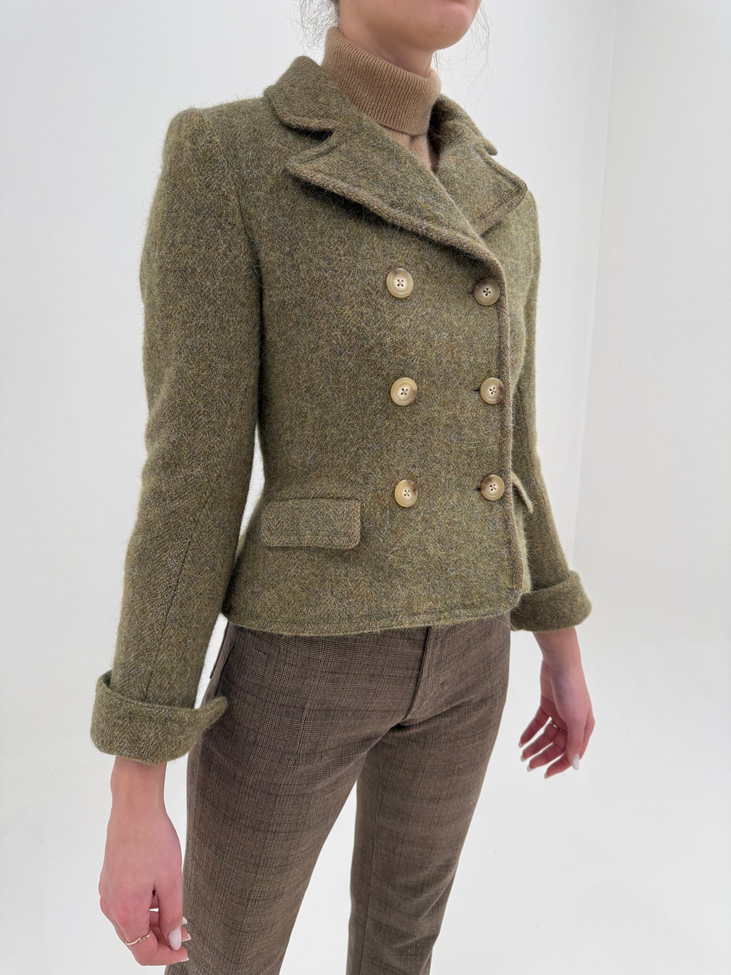 Sacou Ralph Lauren cambrat cu închidere dublă din alpaka și lana extrafina