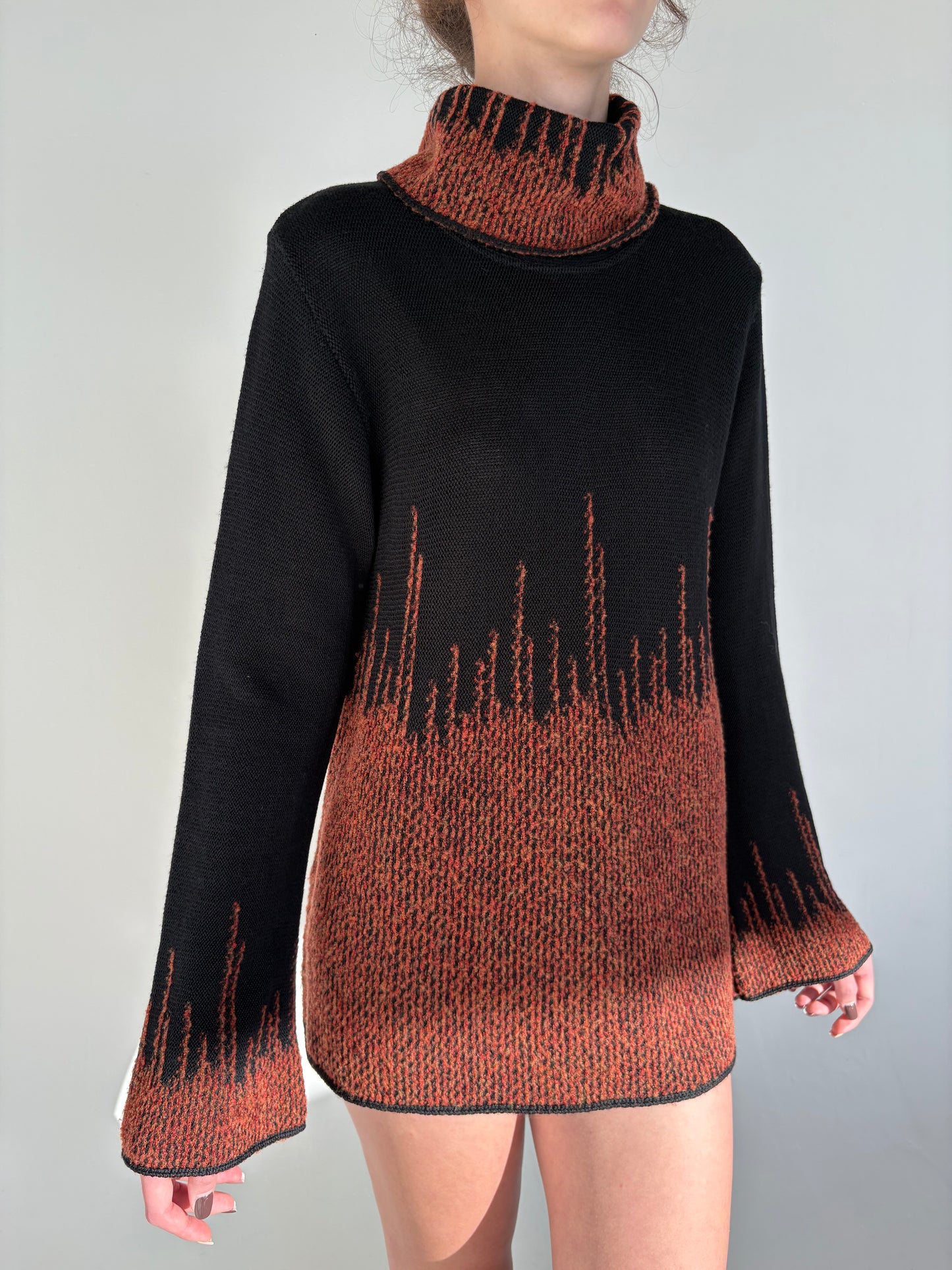 Maleta italiană neagră din lana merino extrafina cu inserții caramel 3D