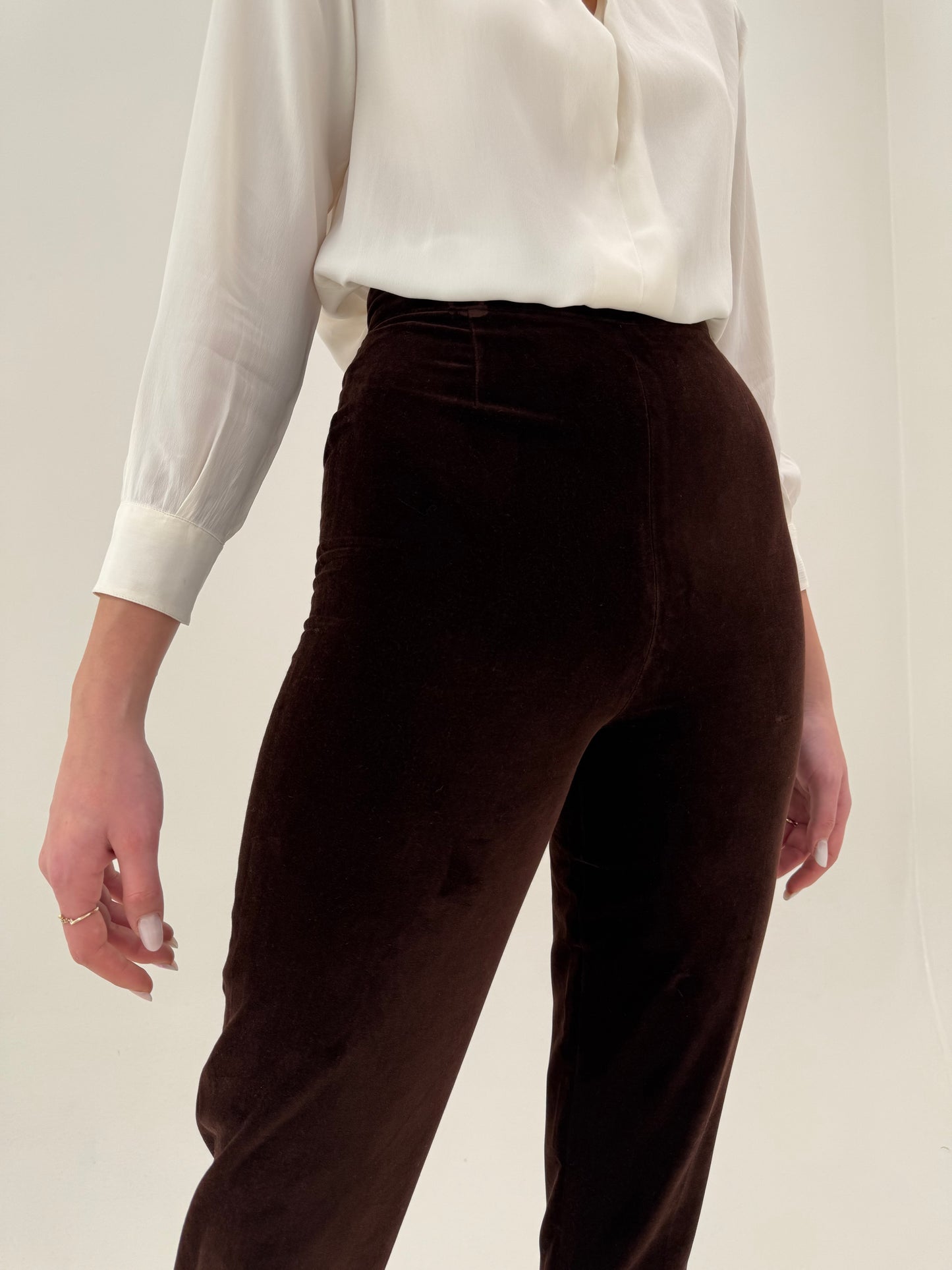 Pantaloni cu talie extrem de înaltă din catifea premium de bumbac de la zi la seară