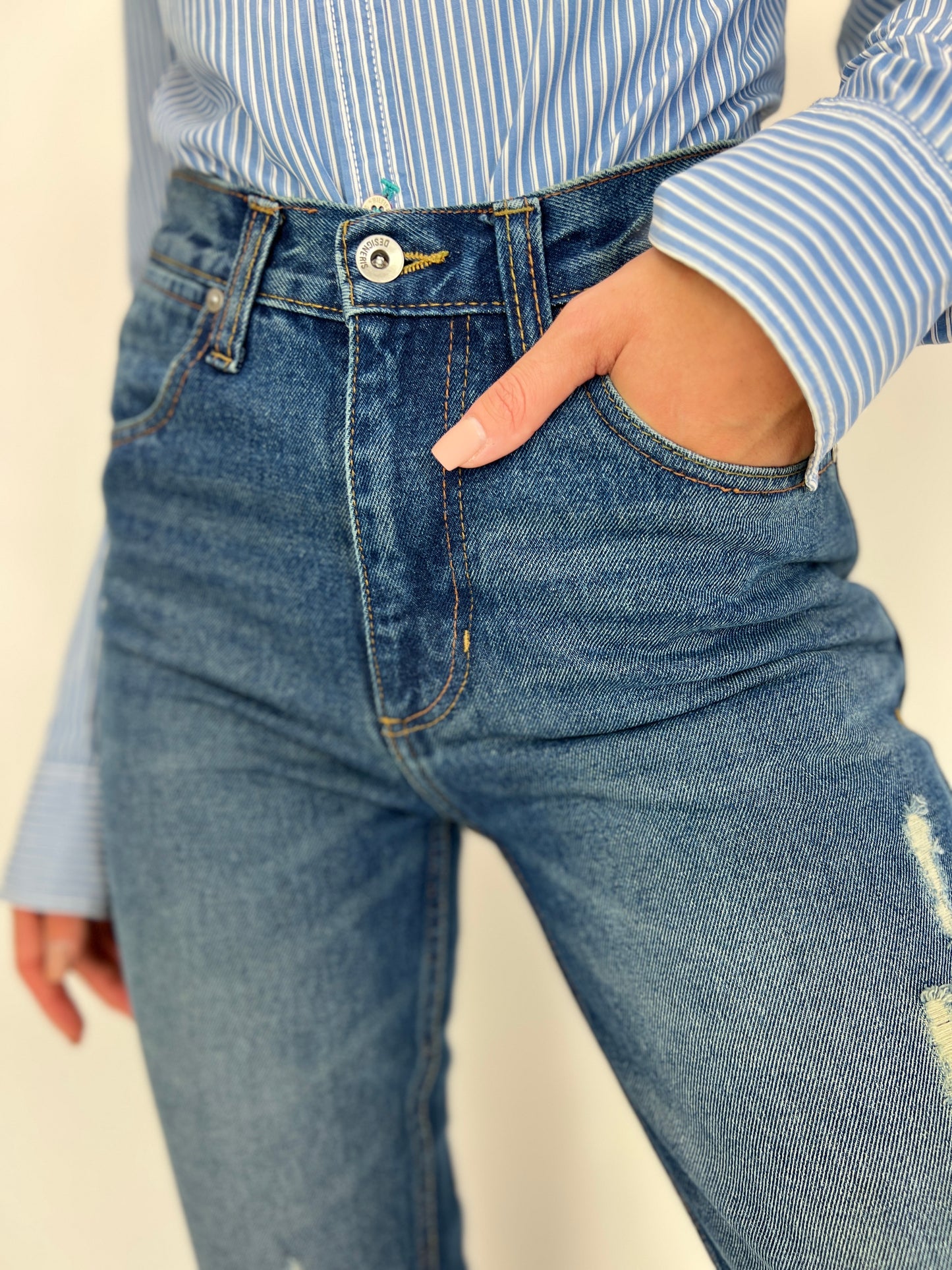 Jeanși premium cu talie înaltă