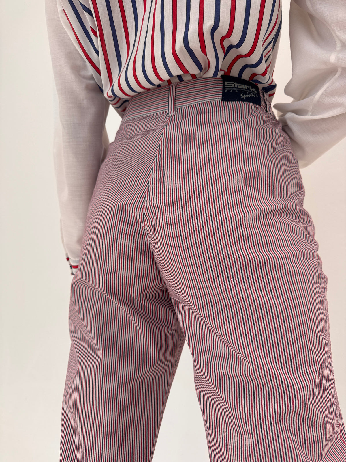 Pantaloni petite ultea confort în dungi cu influențe nautice mom fit