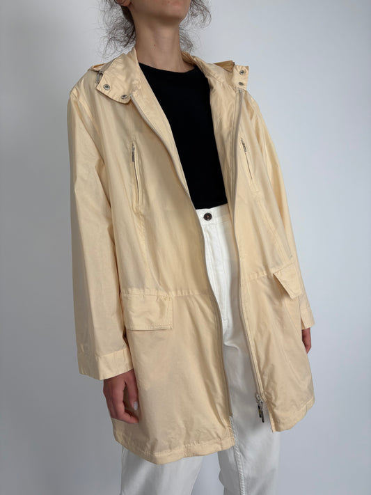 Trench premium de vară impermeabil cu glugă detașabilă light nude