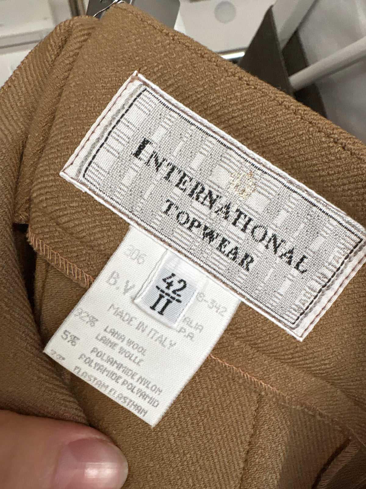 Fustă camel creion din lana extrafina midi modelatoare cu talie extrem de înaltă