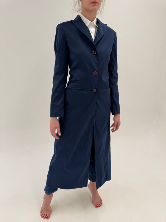 Pardesiu ultra subțire in croi super lung cambrat Navy blue