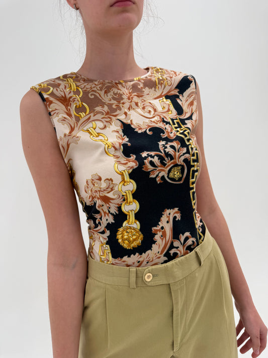 Top vintage Versace cu print baroc
