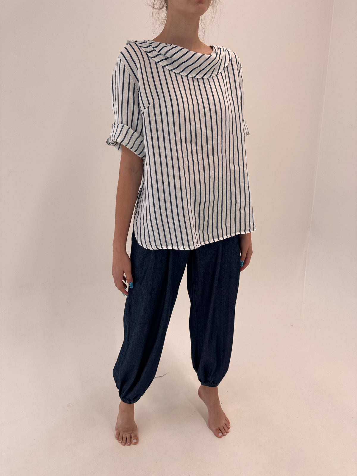 Jeans baloon de vară ultra confort din bumbac subțire excepțional în croi chic