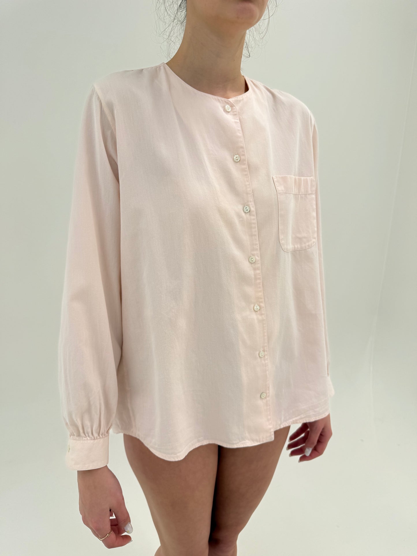 Cămașa powder Pink petite in croi minimalist din poplin premium texturat