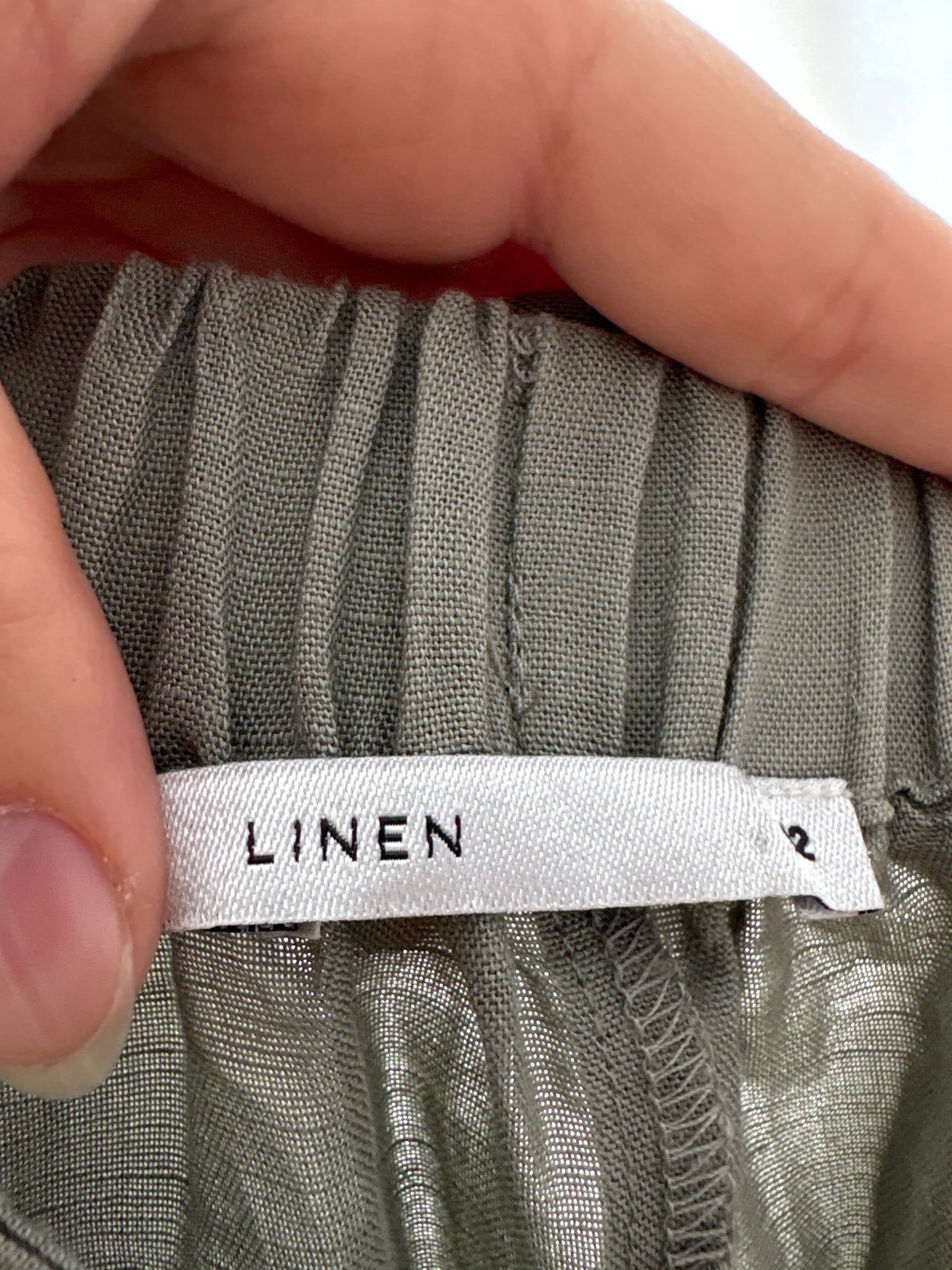 Fustă petrecută din in premium Sage green cu volan