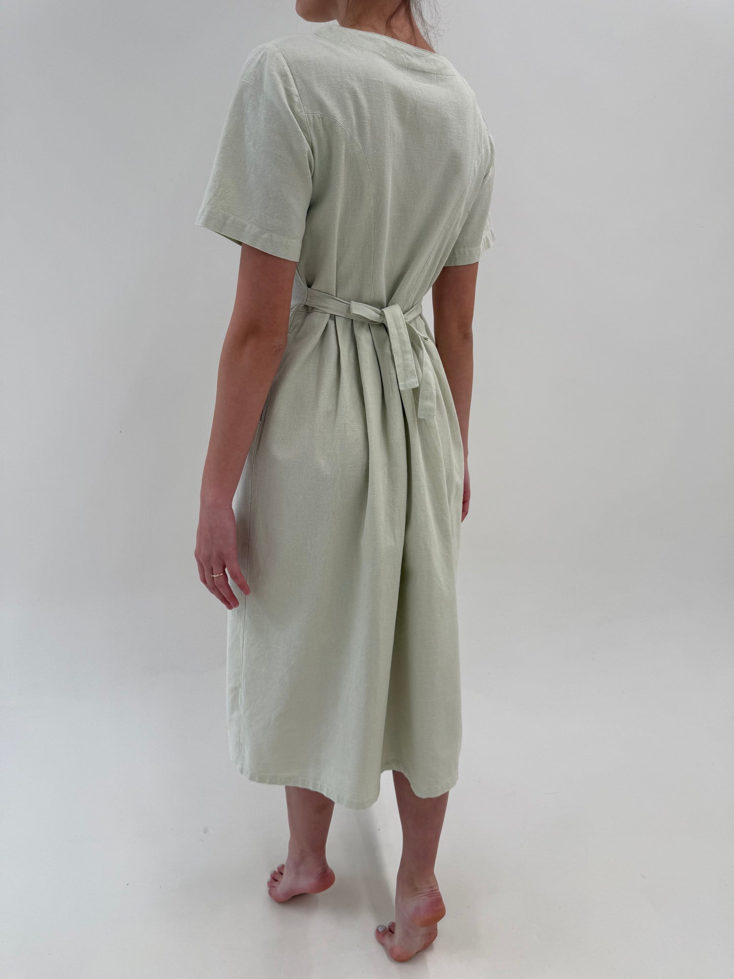 Rochie vintage very light pistachio green cu corsaj din pânză excepțională