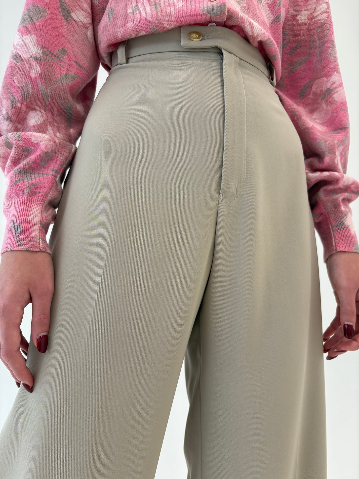 Pantaloni vintage Lacoste palazzo din serge excepțional