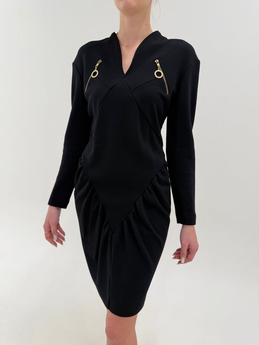 LBD Rocco Barocco old vintage anii 80 din jerse extrafin de lan subțire