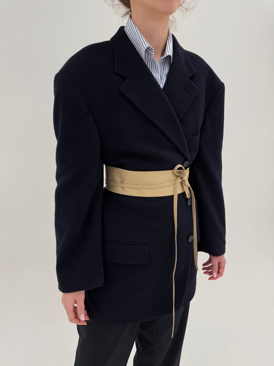 Sacou plus size în croi actual din stofă groasă de lana cu cașmir