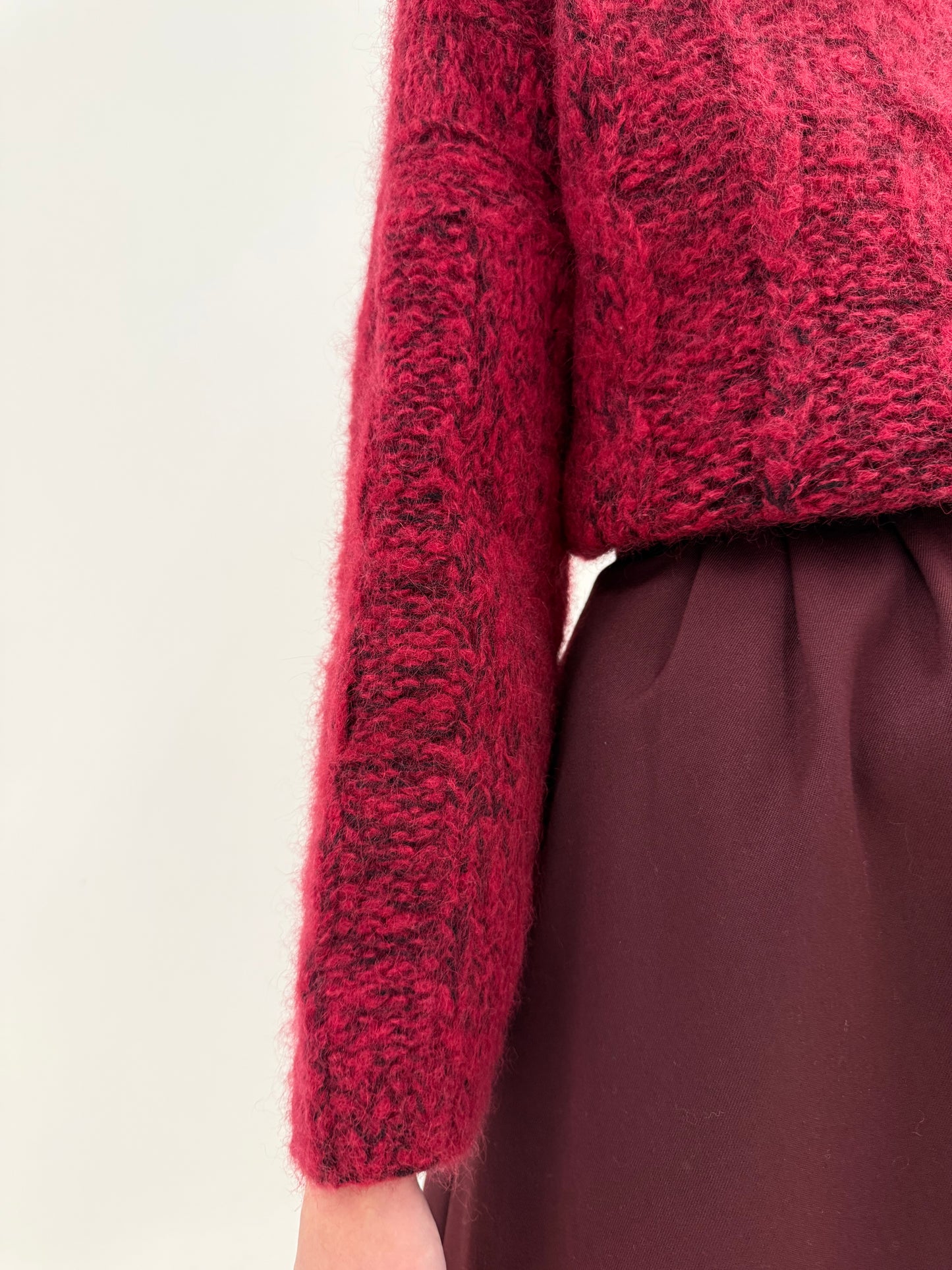 Fustă vintage burgundy în croi super amplu din lana plină extrafina