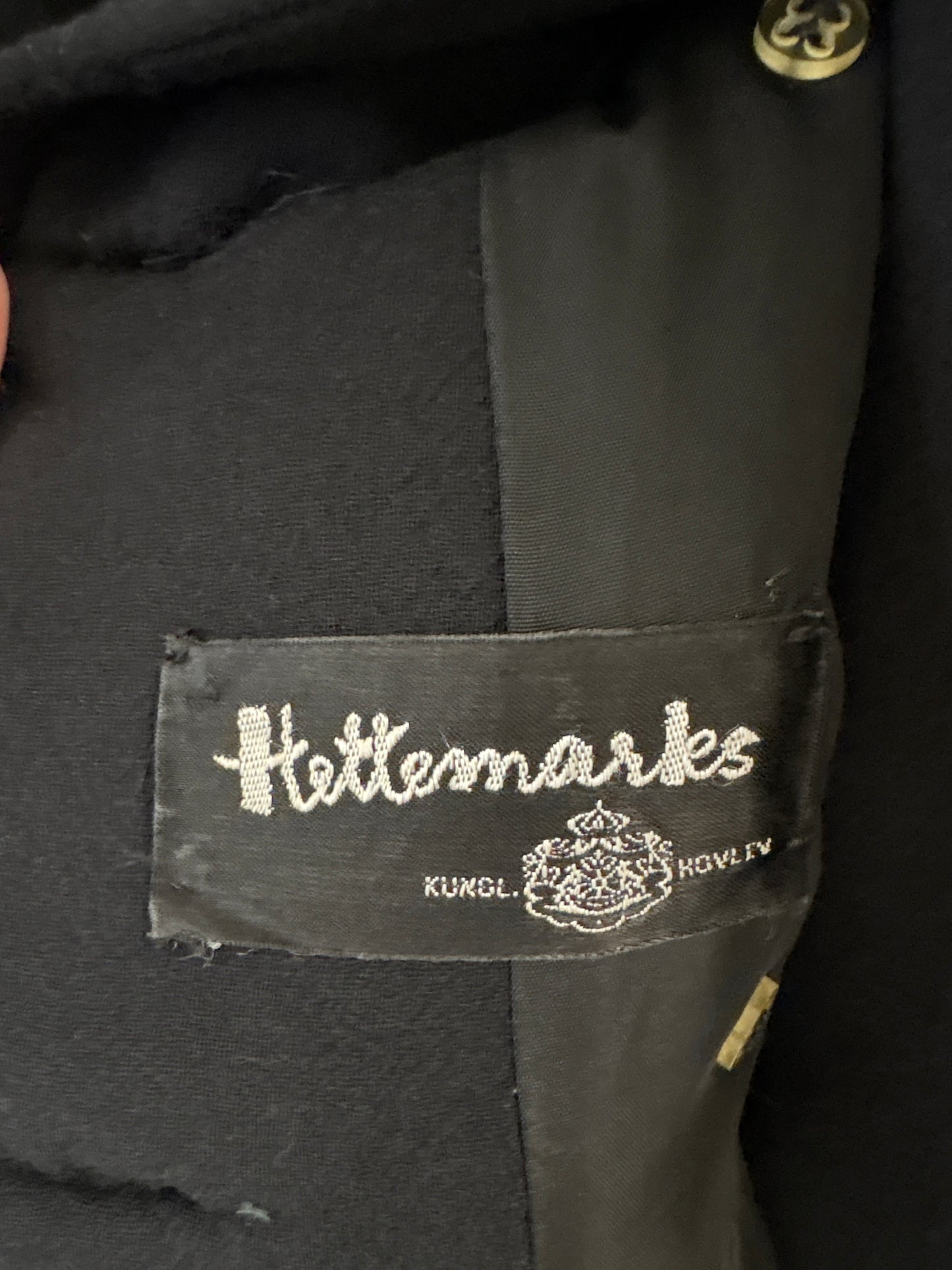 Palton old vintage de colecție anii 50 din melton fin de lana negru