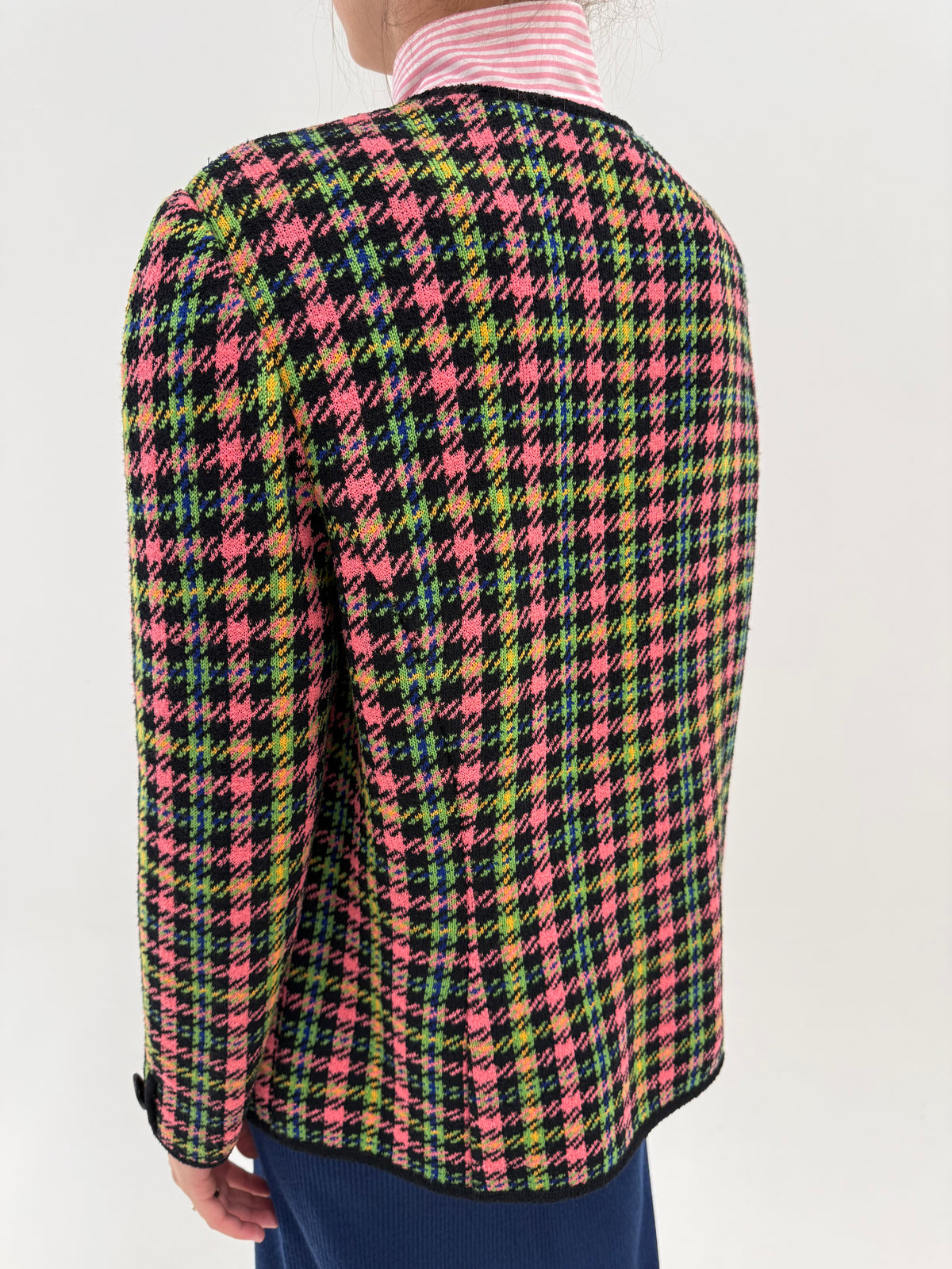 Sacou vintage în stil Chanel italian tricot de 80% lana extrafina plin în culori superbe