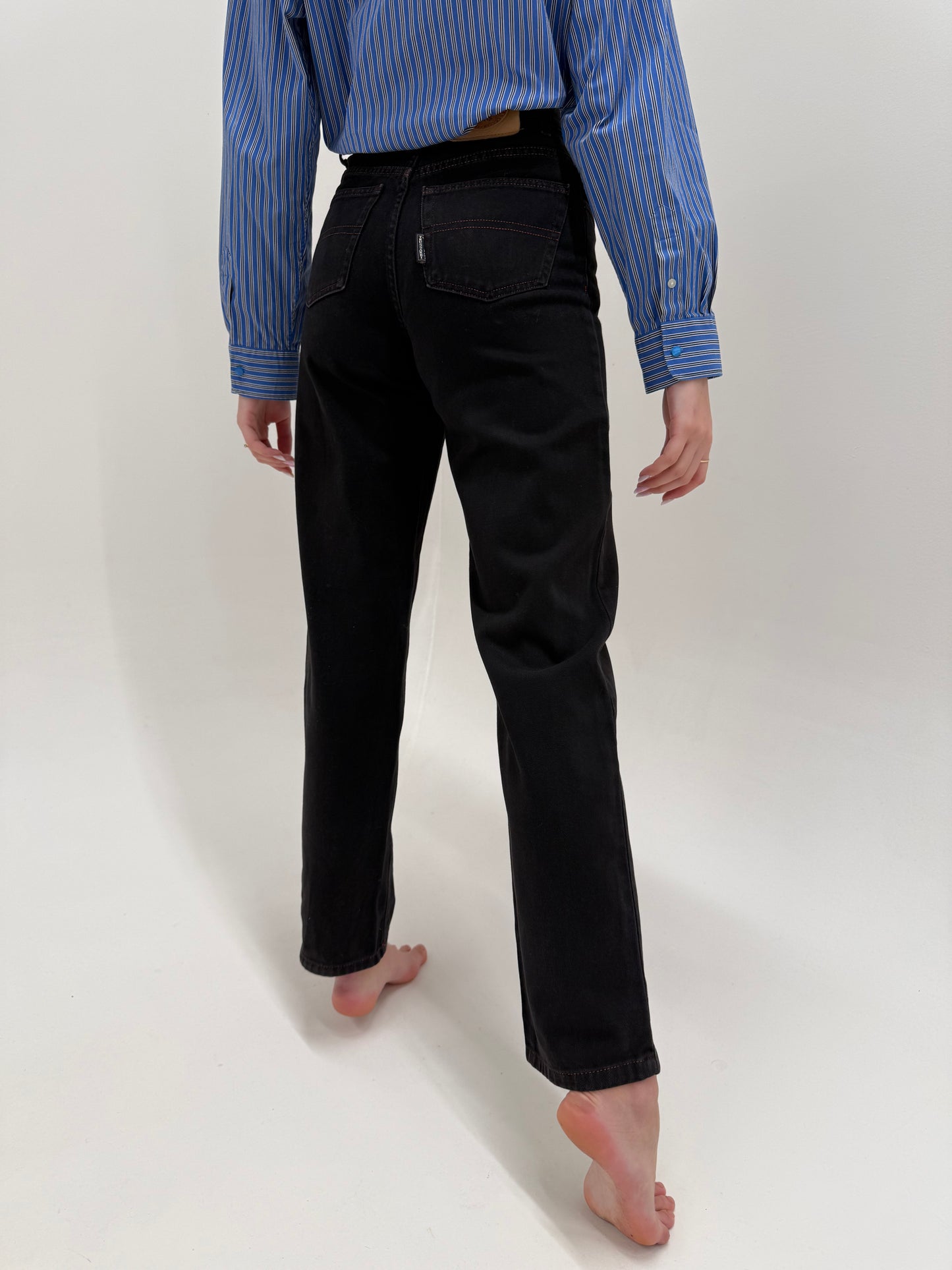 Jeans luxury Trussardi negru tall straight leg