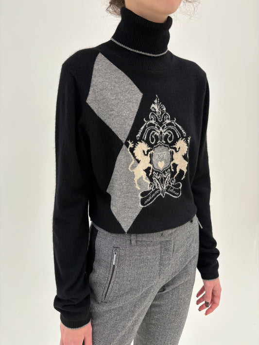 Maleta din cașmir multiply cu emblemă brodată