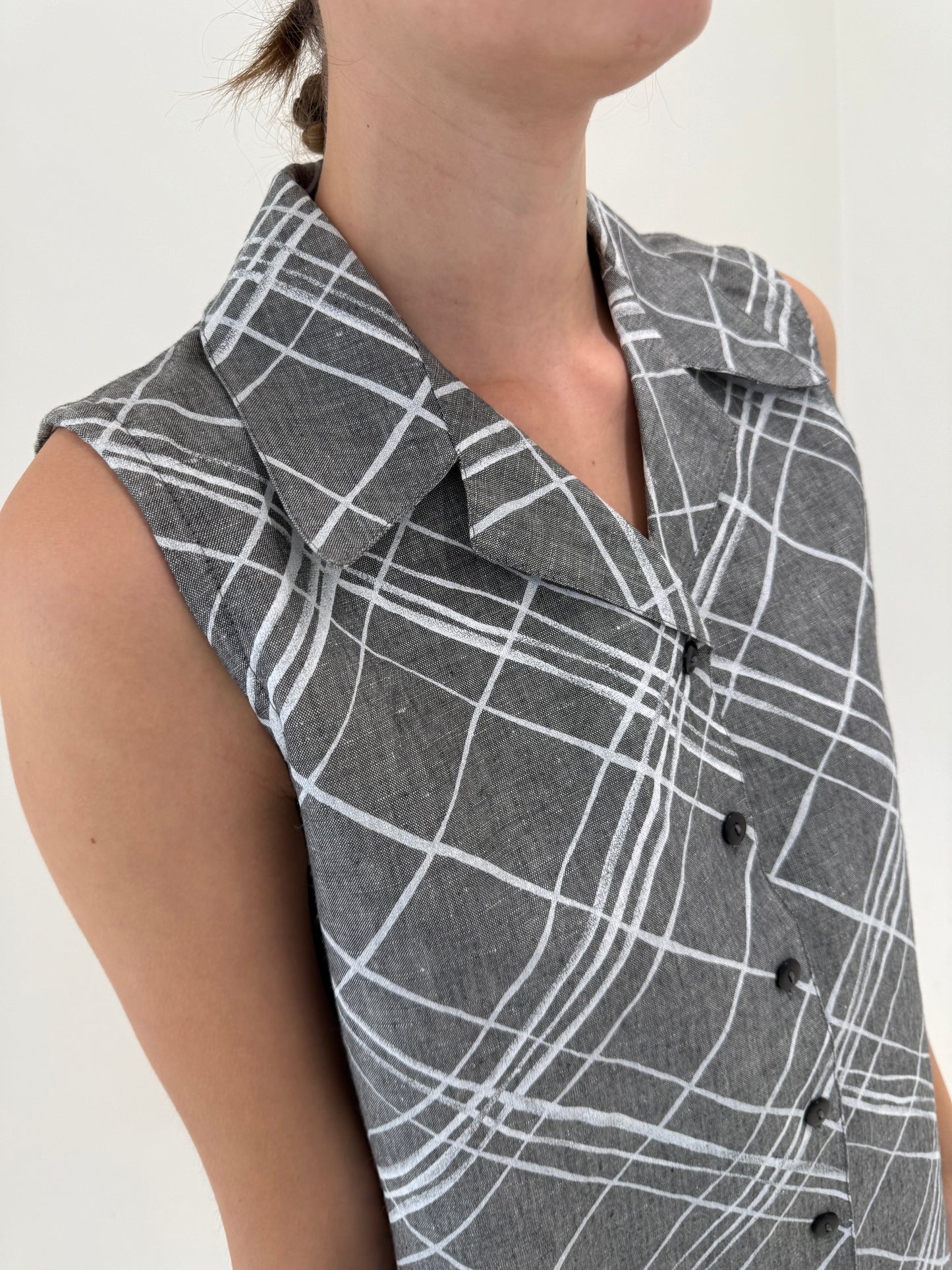 Set în croi minimalist din pânză premium de în și bumbac silver gray
