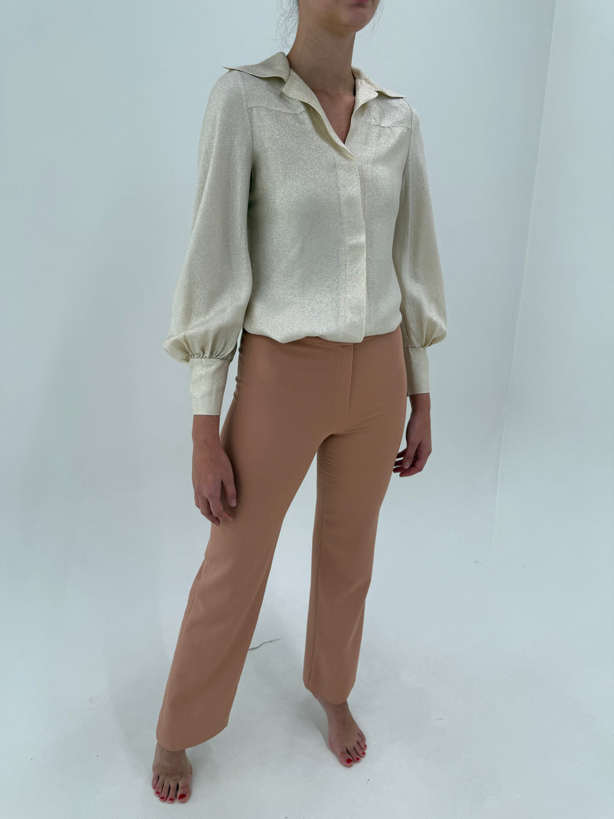 Pantaloni Versace vintage dusty powder pink din lana extrafina