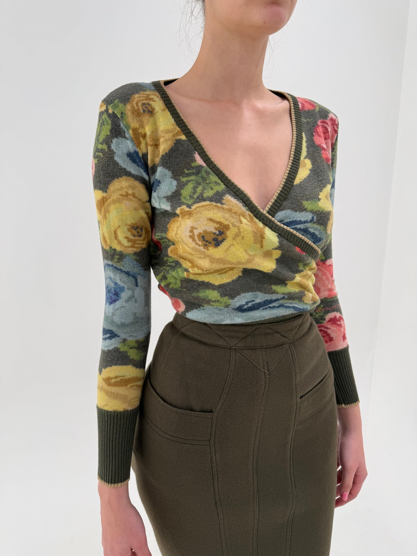 Cardigan luxury Iceberg in croi petrecut cu print floral superb