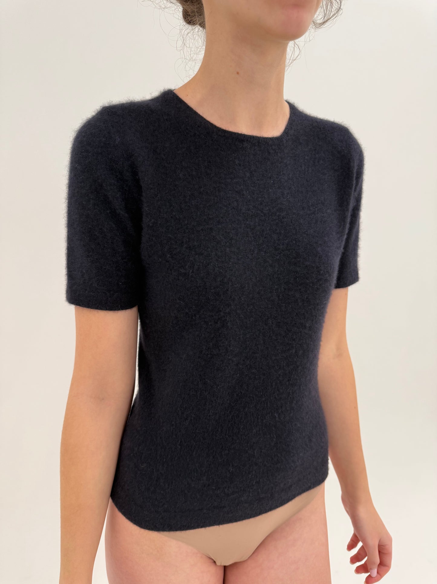 Set negru din cașmir multiply de brand luxury top + cardigan