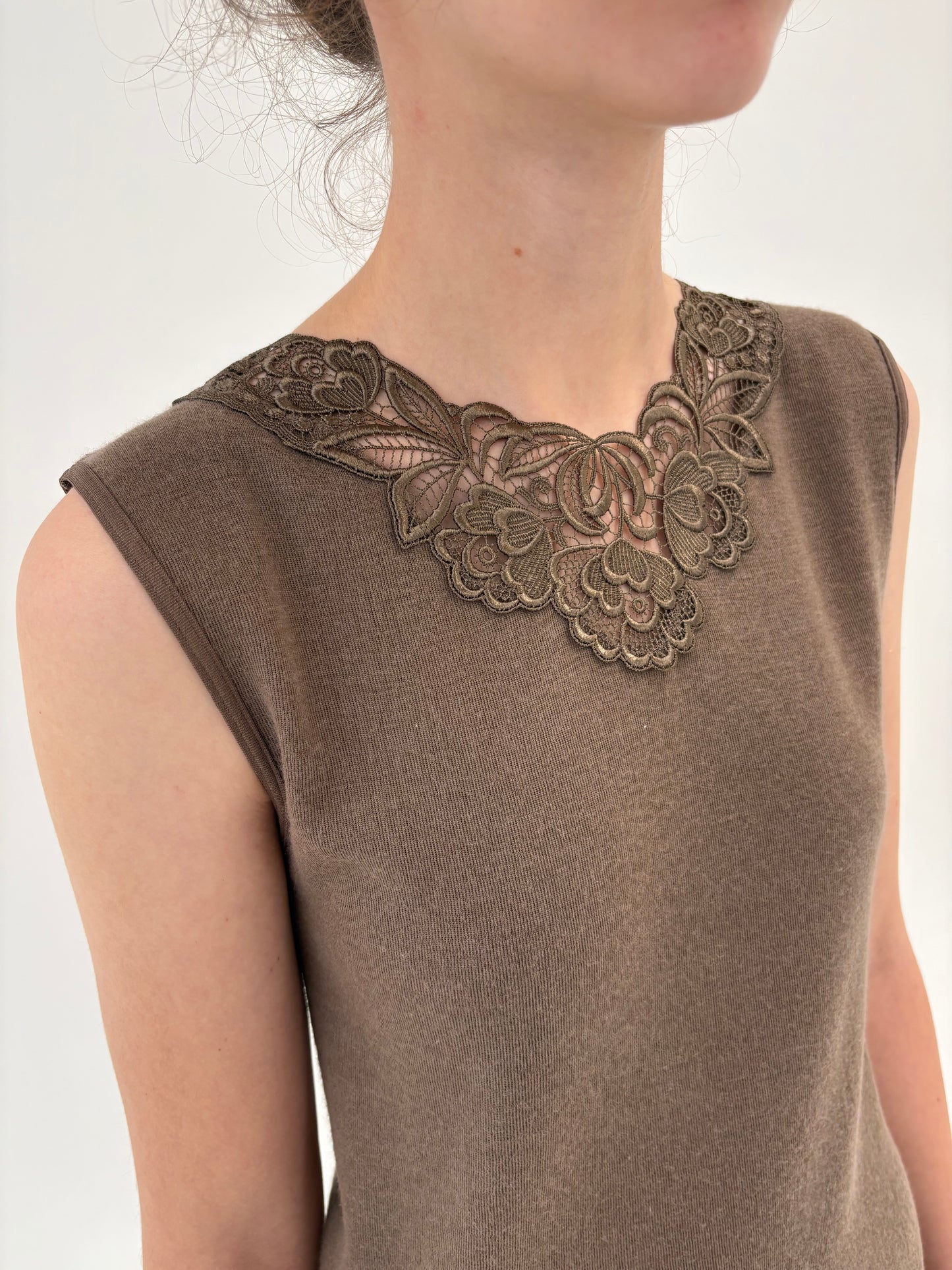 Top cafe au lait italian din mix de lana de lana extrafina