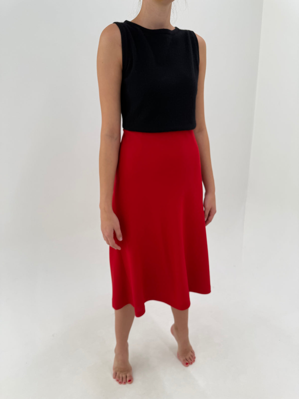 Fustă Luisa Spagnoli în bie midi spre maxi cherry red din stofita de lana extrafina