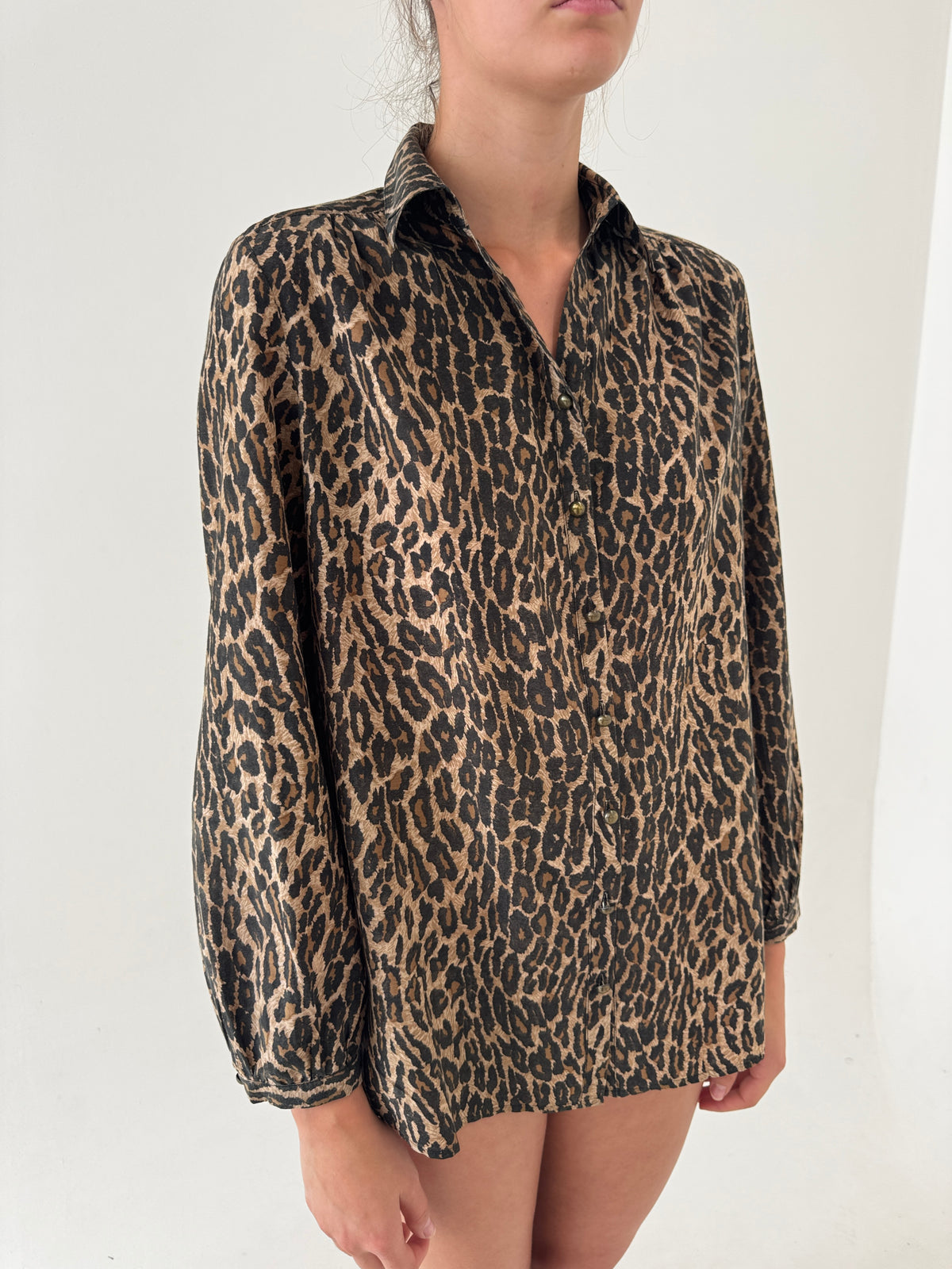 Cămașa animal print din mătase naturală și bumbac