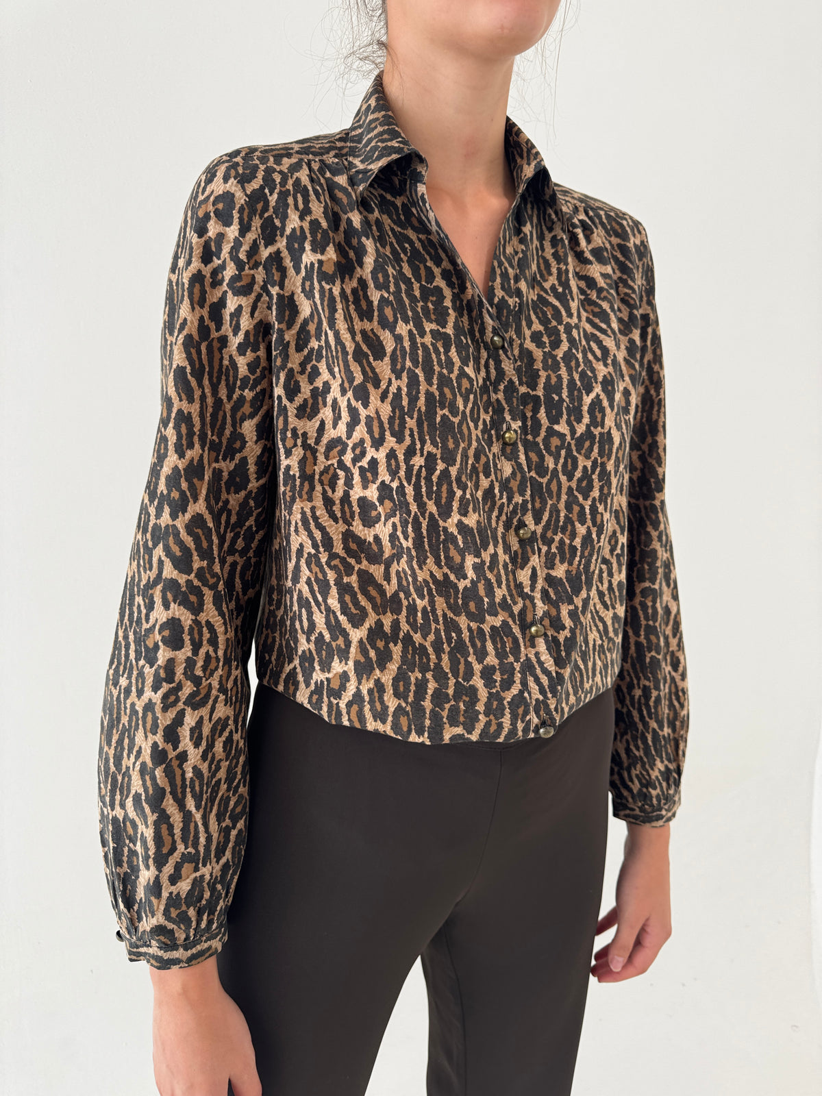 Cămașa animal print din mătase naturală și bumbac
