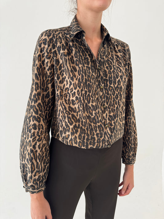 Cămașa animal print din mătase naturală și bumbac