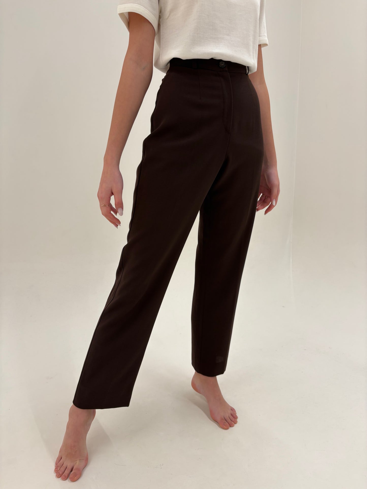 Pantaloni Marella by Max Mara cu talie ultra înaltă din lanita subțire de primăvară