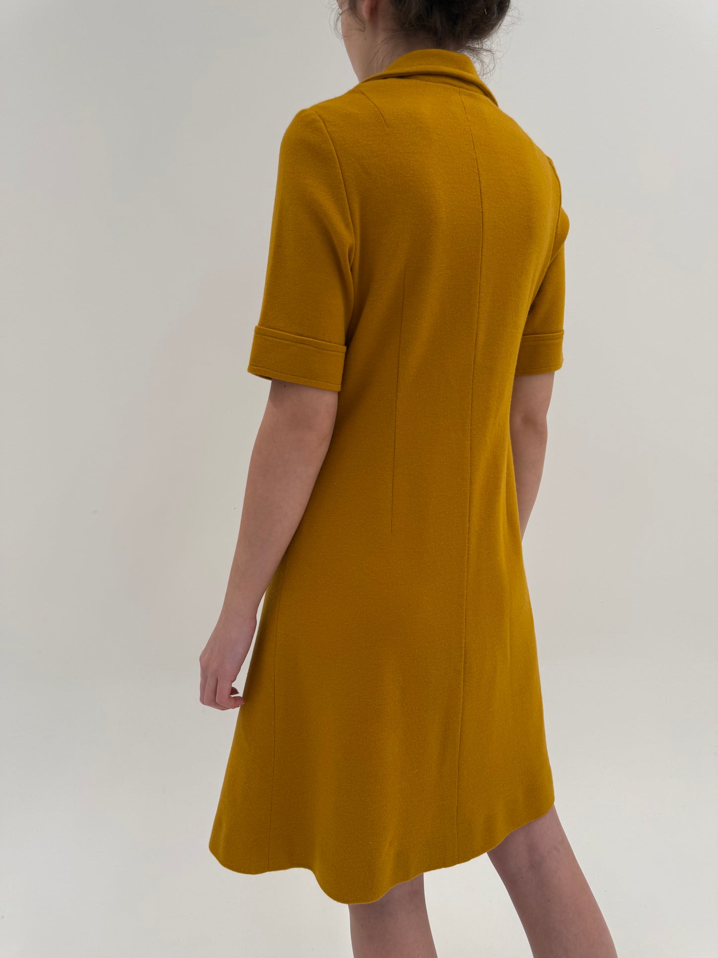 Rochie Old vintage anii 70 mustard yellow din lana extrafina