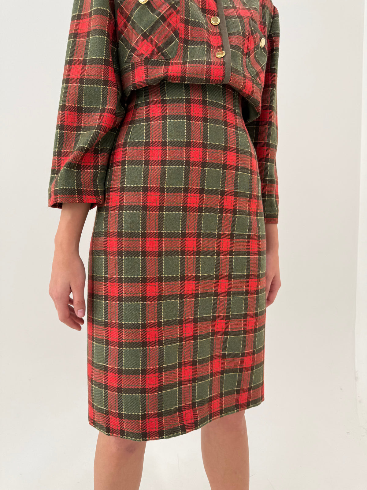 Deux vintage italian piece în carouri din  Tartan moale de lana excepțională
