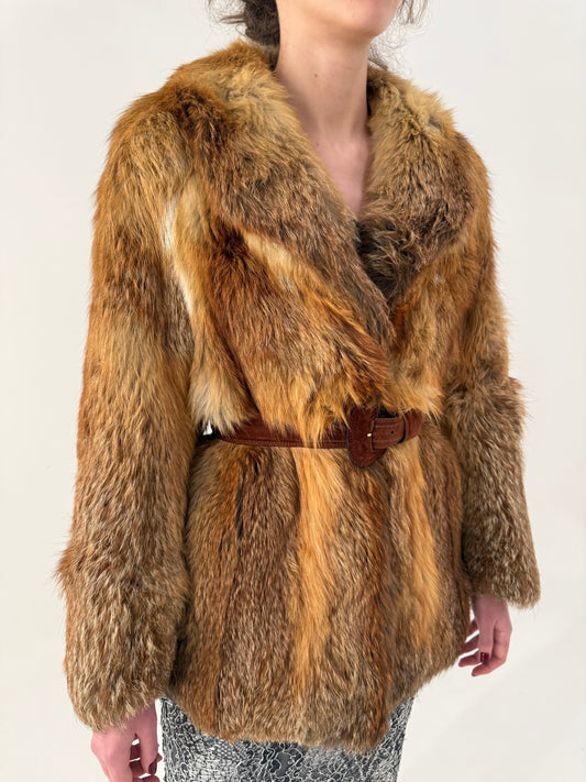 Blană naturală de vulpe golden fox